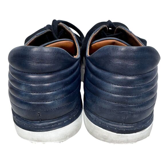 Bontoni Burnished Leather Sneakers Men’s 11.5 Dark Blue Shoes $650 Lace Up - Picture 4 of 10